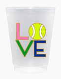 Tennis LOVE Shatterproof Frost Flex Plastic Cups (Set of 10)