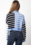 CROPPED STRIPE QUARTER ZIP SWEATER