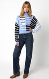 CROPPED STRIPE QUARTER ZIP SWEATER