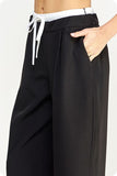 Satin Waistband Contrast Pants