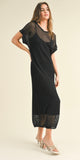 NET KNITTED LONG DRESS WITH SLIP