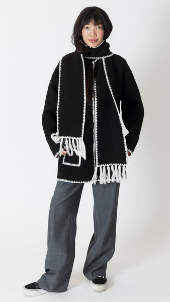 DELANEY COAT W DETACHABLE SCARF & WHIP STITCH