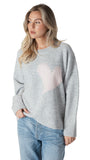 HEART ROUNDNECK SWEATER W/HEART PATCH