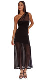 One Shoulder Mesh Maxi