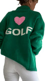 Varsity Green Golf Cardigan