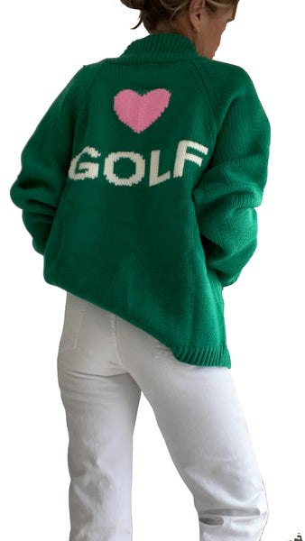 Varsity Green Golf Cardigan