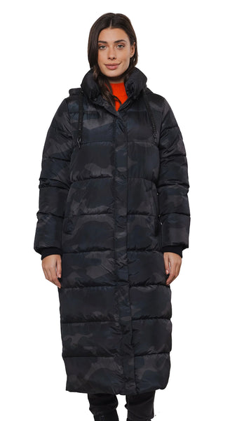 ROZA CAMO MIDI PUFFER COAT