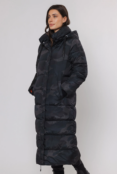 ROZA CAMO MIDI PUFFER COAT