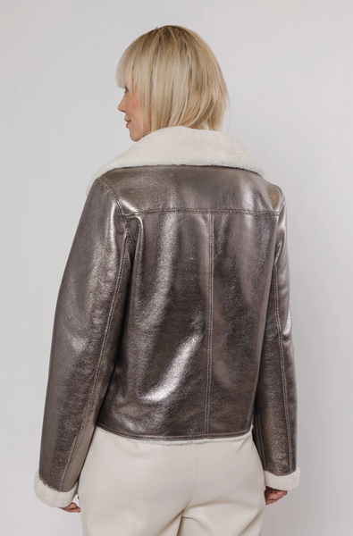 JUNO METALLIC BIRCH BIKER JACKET