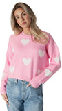 ISLA CREWNECK SWEATER W/SHERPA HEARTS