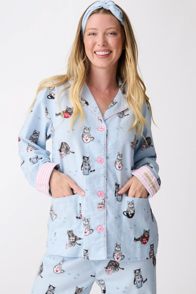 Coffee & Cat Naps Flannel PJ Set *LAST ONE - Sz S*